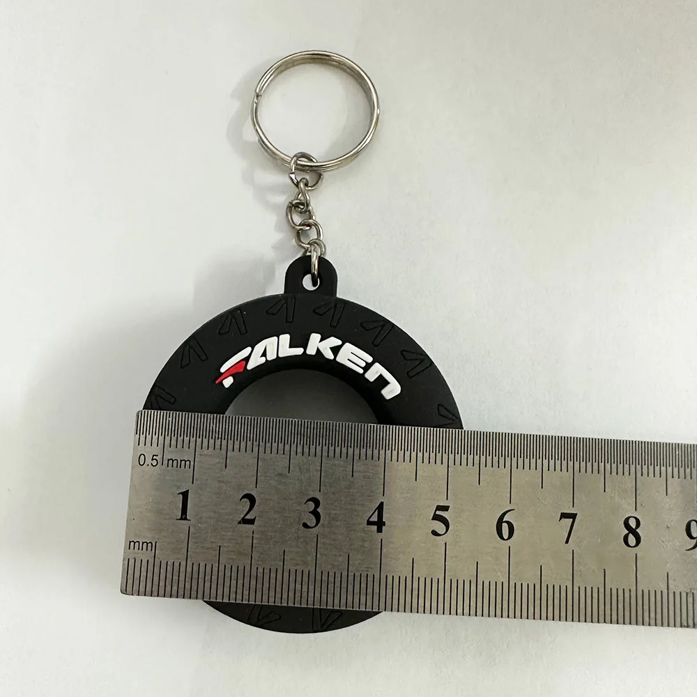 Race Motorcycle Theme Tire Birthday party Key Chain Wheel Tyre Auto 3D Keychain Large Cute Tire Keyring Soft Rubber Black