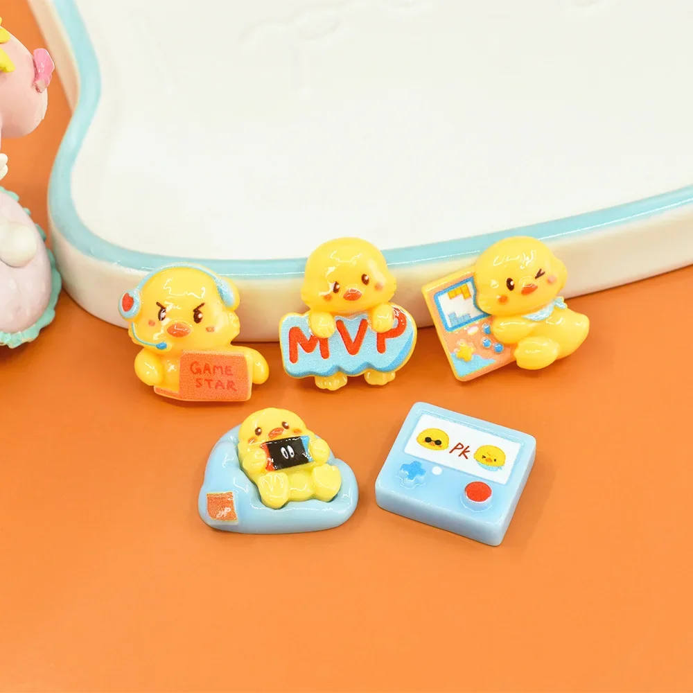 Kawaii Mini Resin Cartoon Duck Charms Flatback Miniature Parts Decoden DIY Scrapbooking Supplies Accessories Figures Crafts Deco