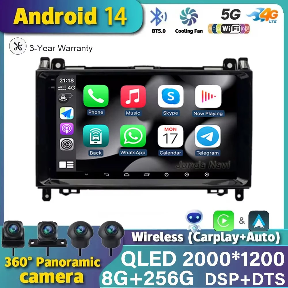 

Android 14 Car Radio For Mercedes Benz B200 Sprinter W906 W639 AB Class W169 W245 Multimedia Stereo GPS Navigation Video Player