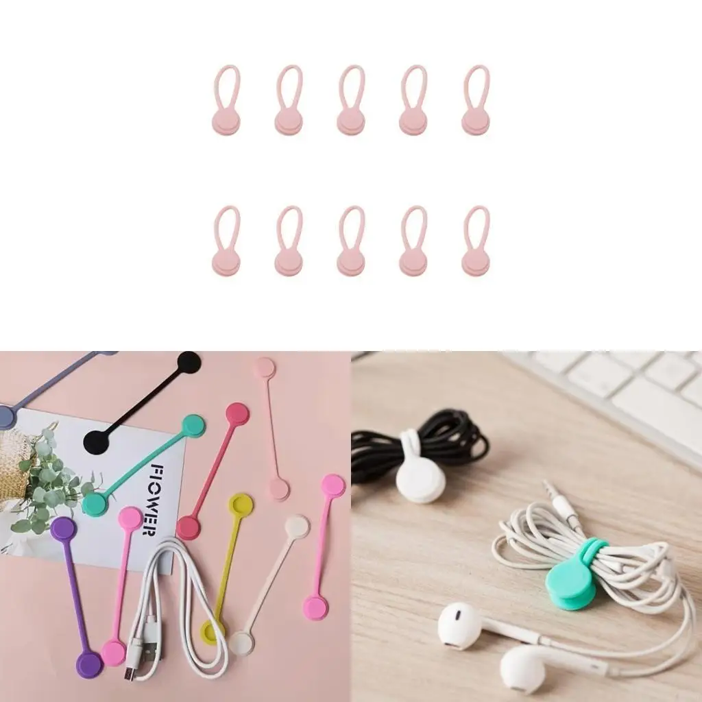E1PF 10pcs Portable Silicone Wire Organizers For Neat And Clean Setups