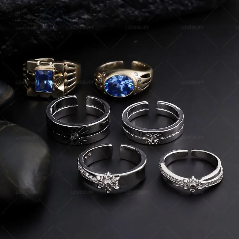 Love and Deepspace Xavier Rafayel Zayne Rhinestones Open Ring Adjustable Rings for Cosplay Props Boy Girl Birthday Jewelry Gifts