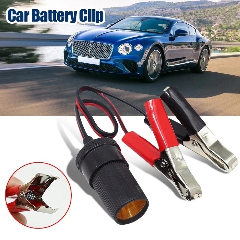 

1pcs Automotive Battery Clamps Cigarette Lighter Socket Adapter Alligator Clip Extension Cable Car Air Pump Power Adapter