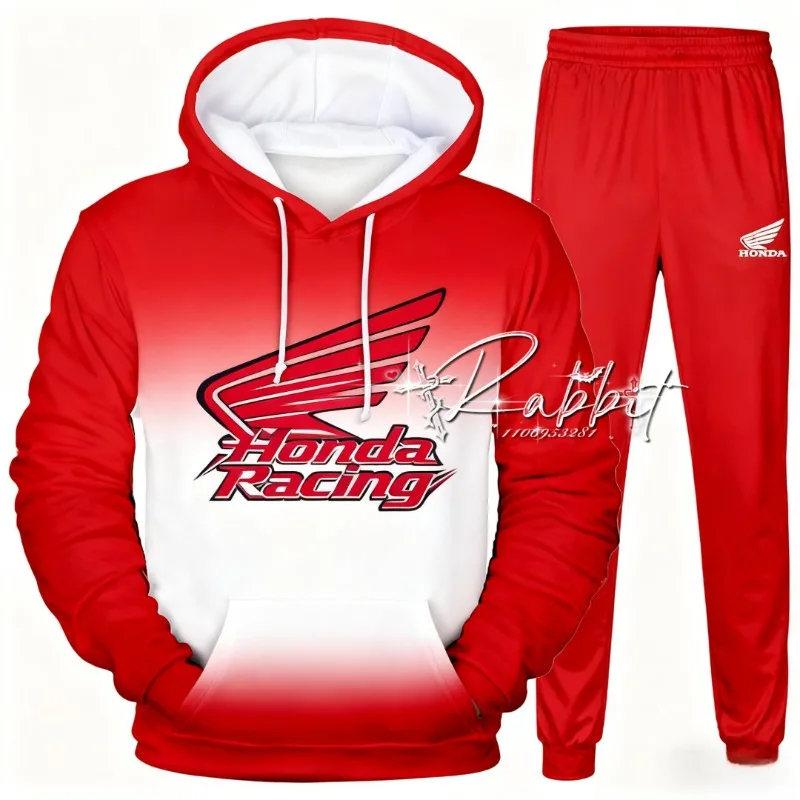 2026 جديد هوندا دراجة نارية متحمس موتو سباق الدراجات مجموعة موضة الشارع هوديي دراجة نارية السراويل الرياضية عادية قطعتين مجموعة