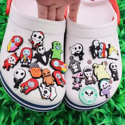 New Disney The Nightmare Before Christmas Peripheral Shoe Buckle Halloween Series Cartoon DIY Soft Rubber Shoes Flower Kawaii