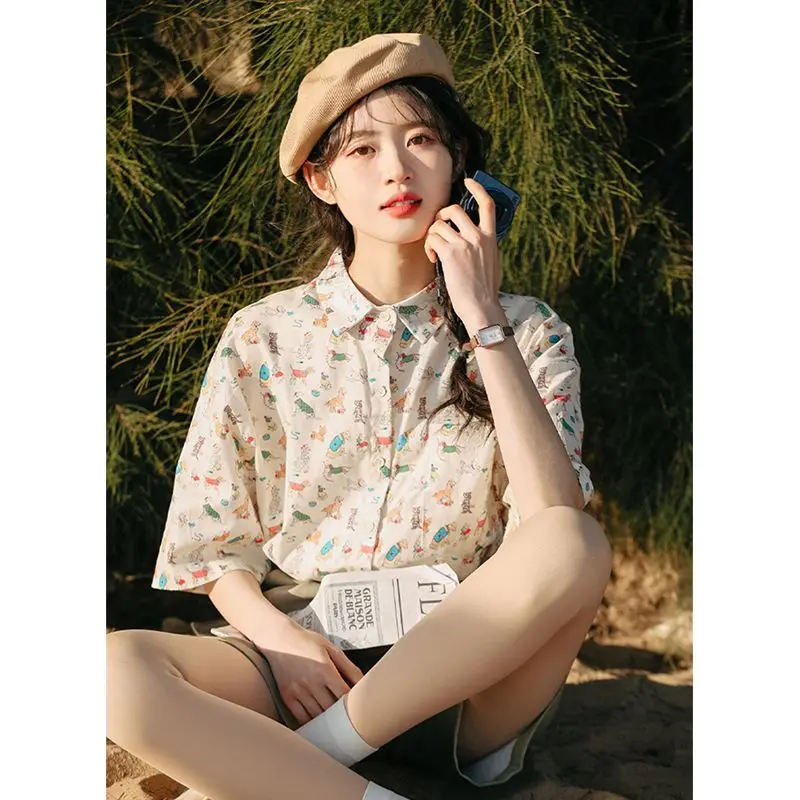 

XEJ Japanese Style Short Sleeved Shirt Elegant Social Women's Shirt Women's Summer Tops 2023 Y2k Tops Chiffon Blouses Woman