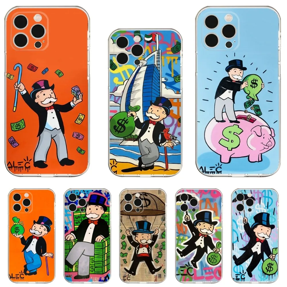 Alec Monopoly Draw Phone Case Phone Case For iPhone 13, 14,13,12,Mini,11,Pro,Max,Plus,X,XR,XS,8,SE,2020 Transparent Cover