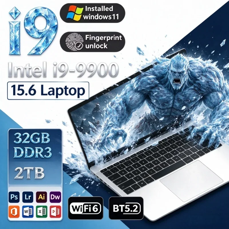 2026 New Hot 15.6 Inch Stable Operation Premium Laptop Intel i9-9900 120Hz FHD IPS 16/32GB RAM 2TB SSD Win11