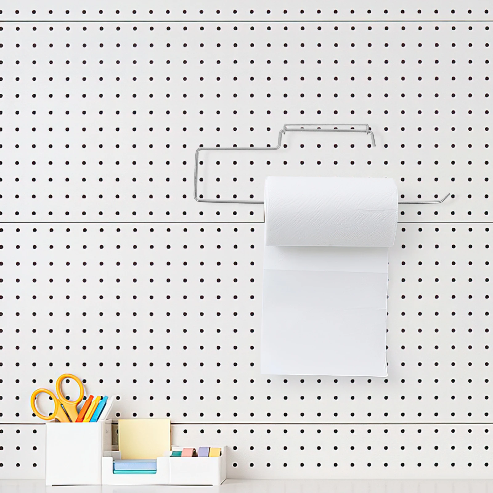 

Pegboard Paper Towel Holder Iron Hook Durable Strong Pegboard Accessories for Craft Room Workbench Garage Storage Organizer
