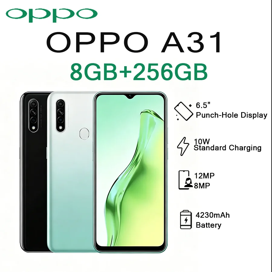 OPPO A31 6.5" Display 8GB+256GB 4230mAh Battery 10W Fast Charge 4G LTE New Arrival EU/US Dual SIM Unlocked Smartphone