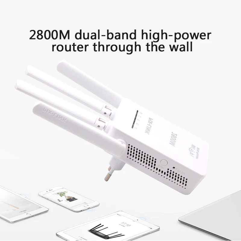 

Mini WiFi Repeater Signal Diffuser Router WPS Protection WiFi Range Extender EU/US Plug with 4 External Antennas