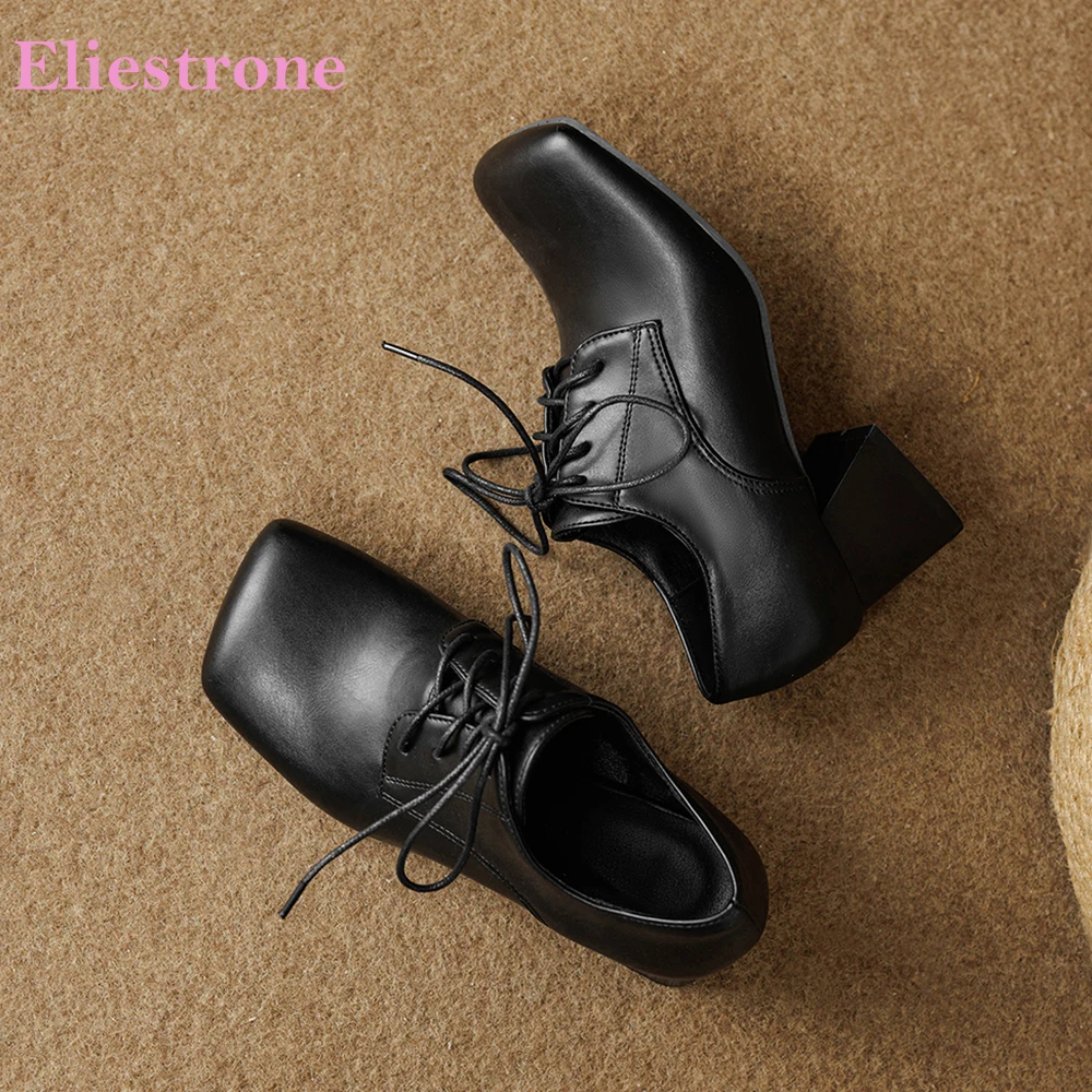 

2026 Autumn Comfortable Women Pumps Oxford High Block Heels Lady Daily Shoes Large Plus Size 12 43 49 52 Non-slip