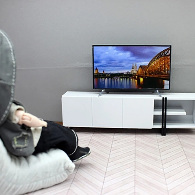 DIY Dollhouse Miniature with Wide Screen LCD TV, Children's Classic Pretend Play Toy