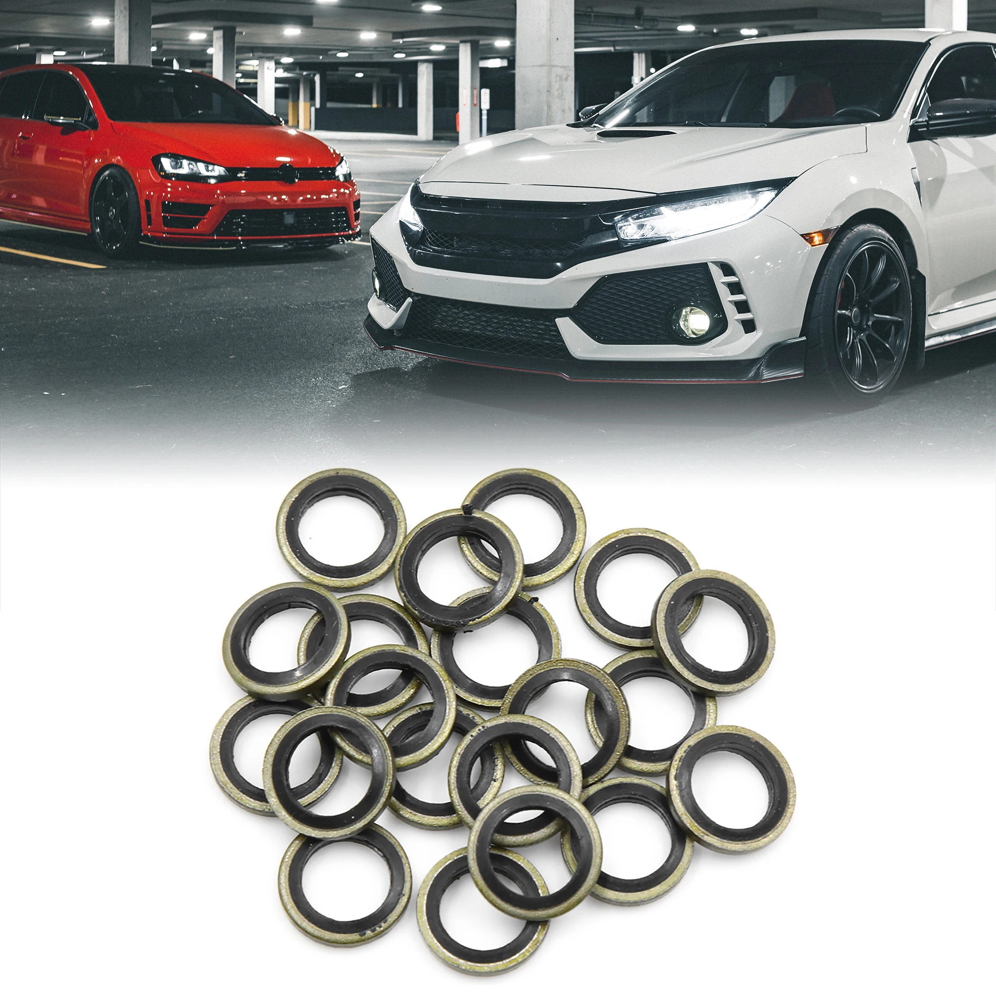 UXCELL 20pcs Universal Car Engine Oil Crush Washers Drain Plug Gaskets Copper Color Seal Rings Gasket Oil Pan Screw Washer