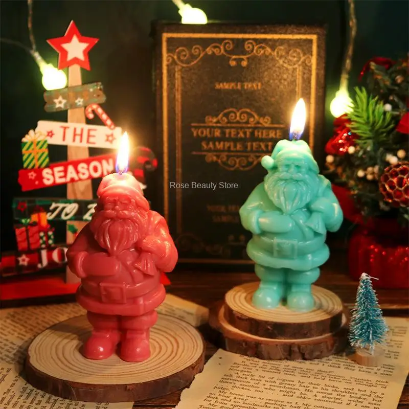 New Christmas Santa Silicone Candle Molds 3D Dwarf Figurine Molds Candle Epoxy Resin Cake Making Mould Xmas Gifts Home Decor