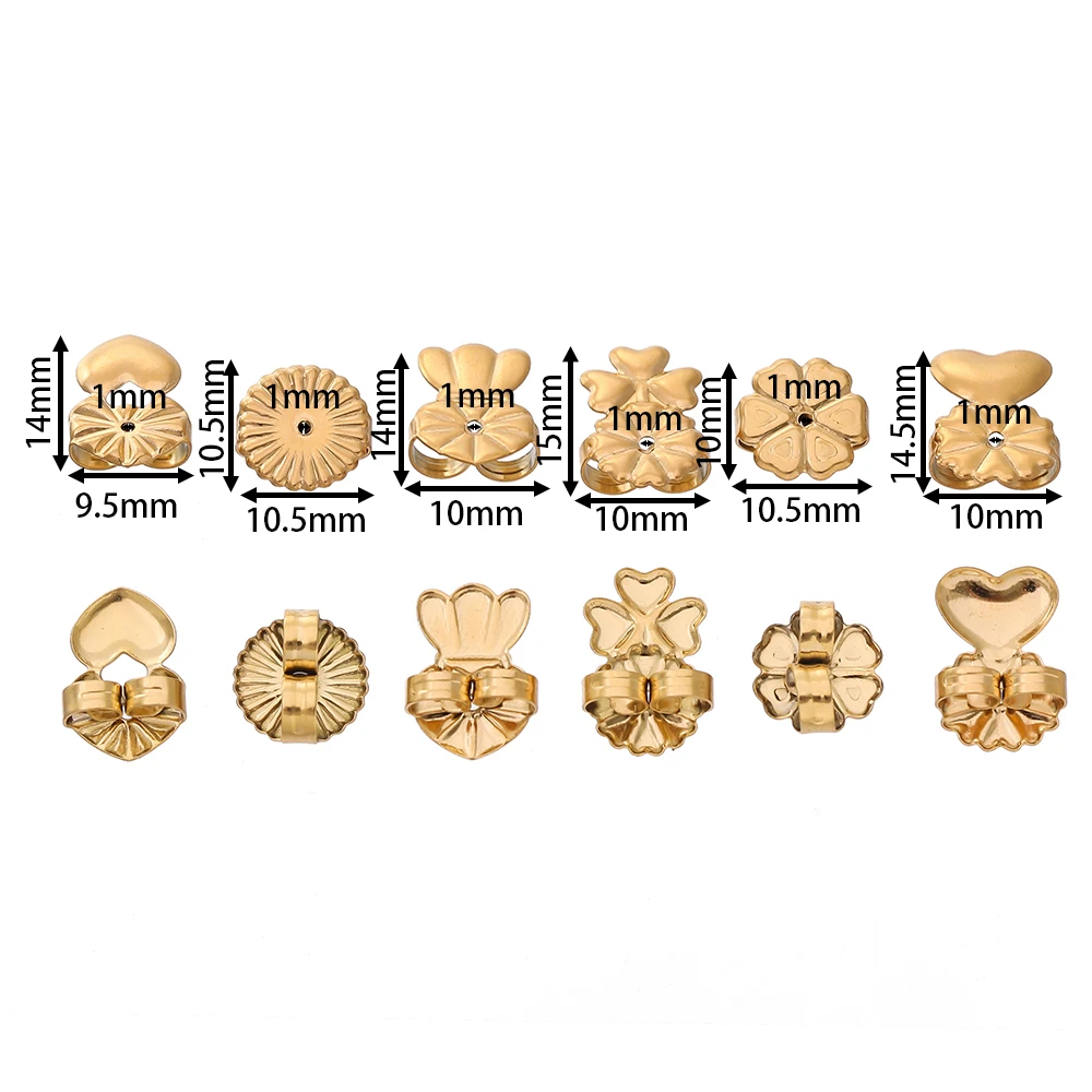 20Pcs/Pack Gold Color Stainless Steel Different Shape Earring Stud Earplugs for DIY Jewelry Earring Making Accessories