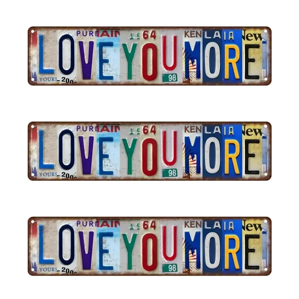 Fashion Love You More Door Sign Emotional Expression Hangable License Plate Vintage Wall Plaques Wall Decoration