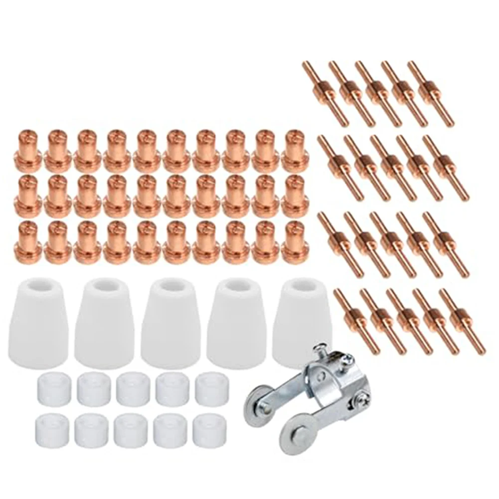 Plasma cutting consumables 66 pieces kit for Cut40 50 PT31 LG40 including copper nozzles electrodes swirl rings and tips