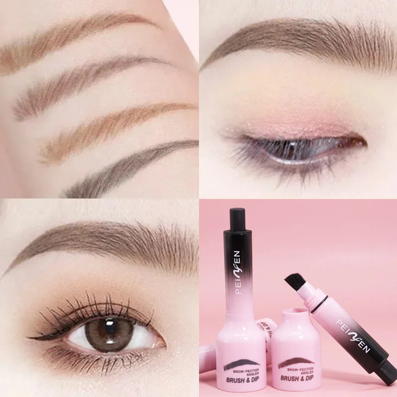 ใหม่ Wild ภาพวาดคิ้ววางแปรงสแควร์น้ําผึ้งชาสีน้ําตาลกด 3D Dye Dip Eyebrow Enhancers ครีมเส้นผมการปรับเปลี่ยน