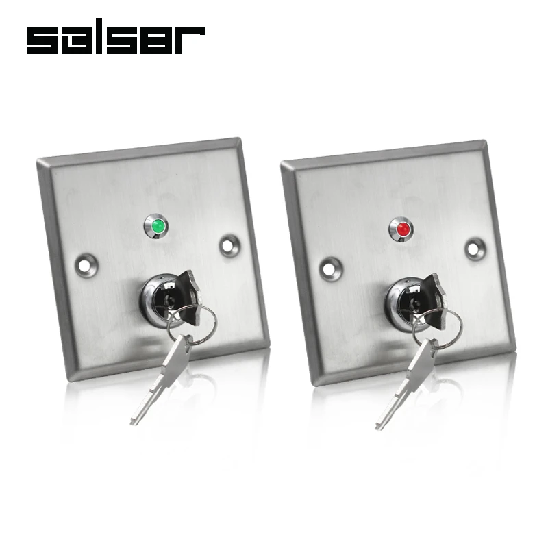 Access Control Switch Panel Mounted Stainless Steel Metal Key Rotary Selector Emergency Door 86mm Type Exit Button