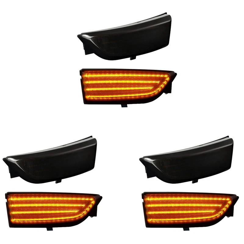 6X Car Dynamic LED Turn Signal Rearview Mirror Lights Blinker For Ford Everest 2015-2019 Ranger T6 Raptor Wildtrak Smoke