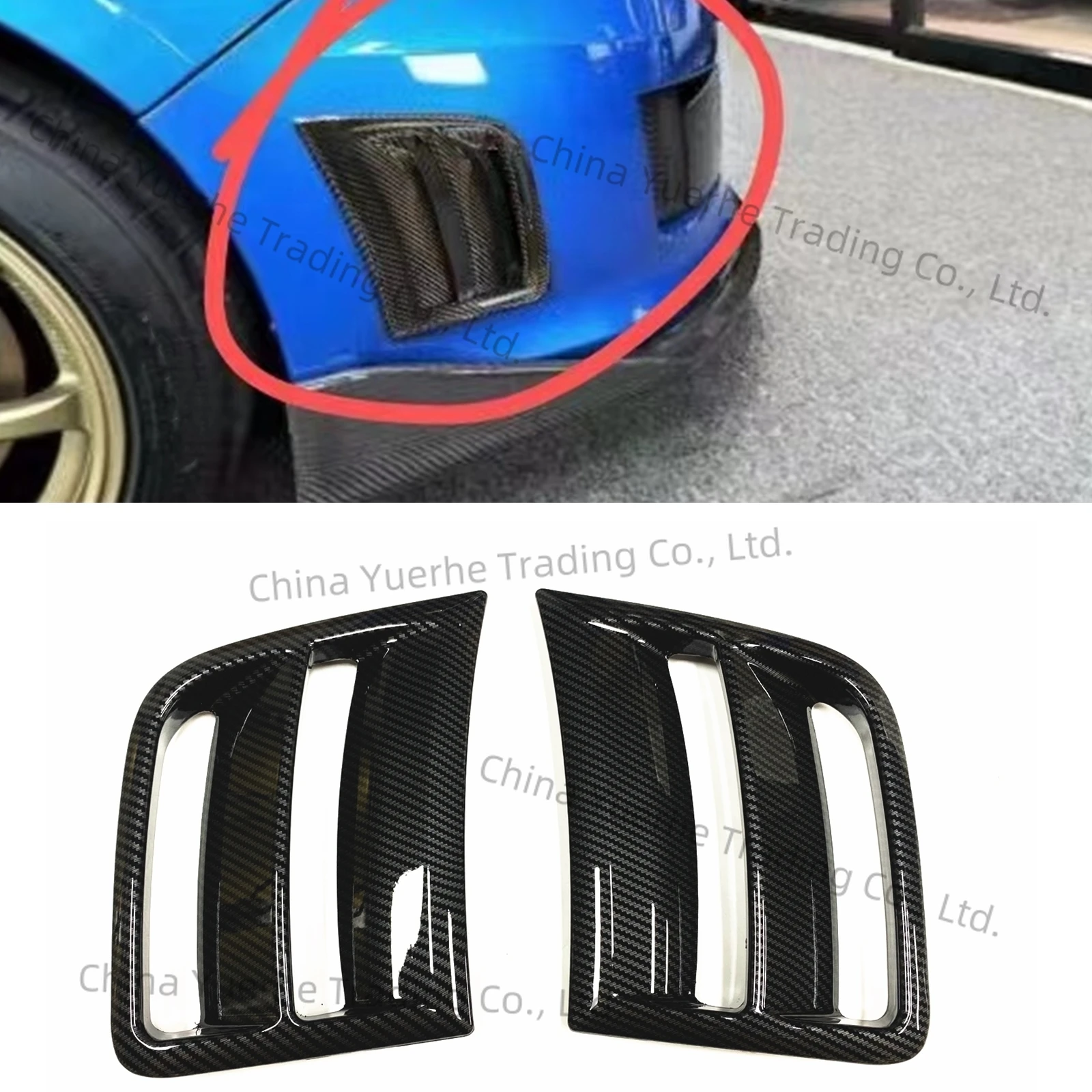 Carbon Fiber Look/Gloss Black Front Bumper Side Air Vent Cover Fender Intake Frame Trim For Subaru Impreza WRX ST/WRX 2009-2014
