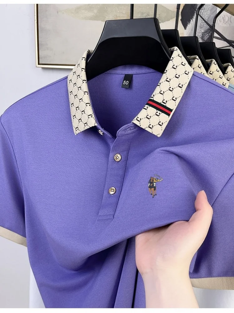 

High end brand men's short sleeve polo shirt summer new fashionable and comfortable embroidered golf top business casual T-shirt