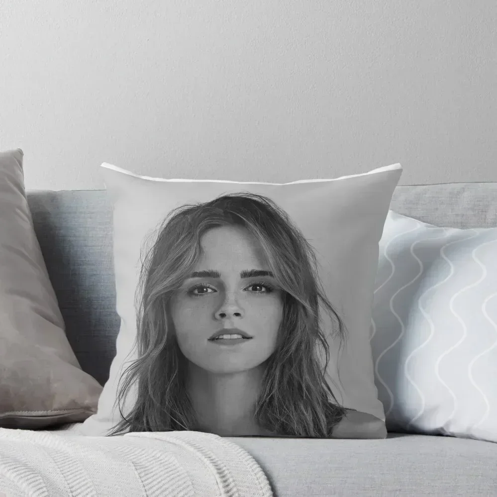 إيما واتسون - غطاء وسادة رمي أبيض وأسود، أغطية أريكة عيد الميلاد لغرفة المعيشة، أغطية عيد الميلاد