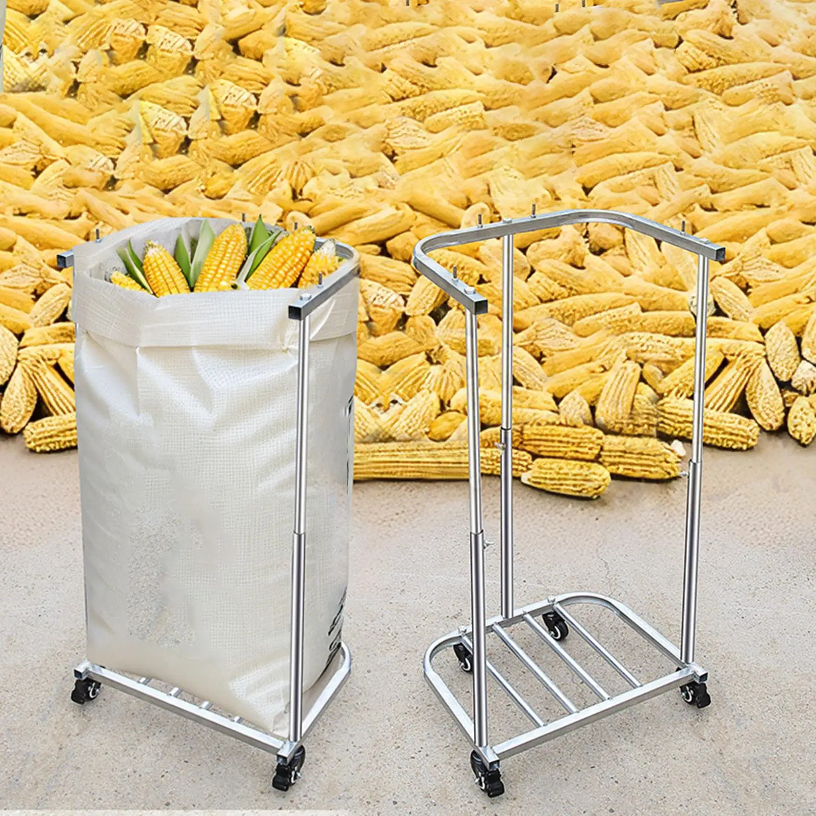 Multifunctional Trash Bag Holder Stand Steel Frame Garden Leaf Waste Rack for Outdoor Kitchen Garage