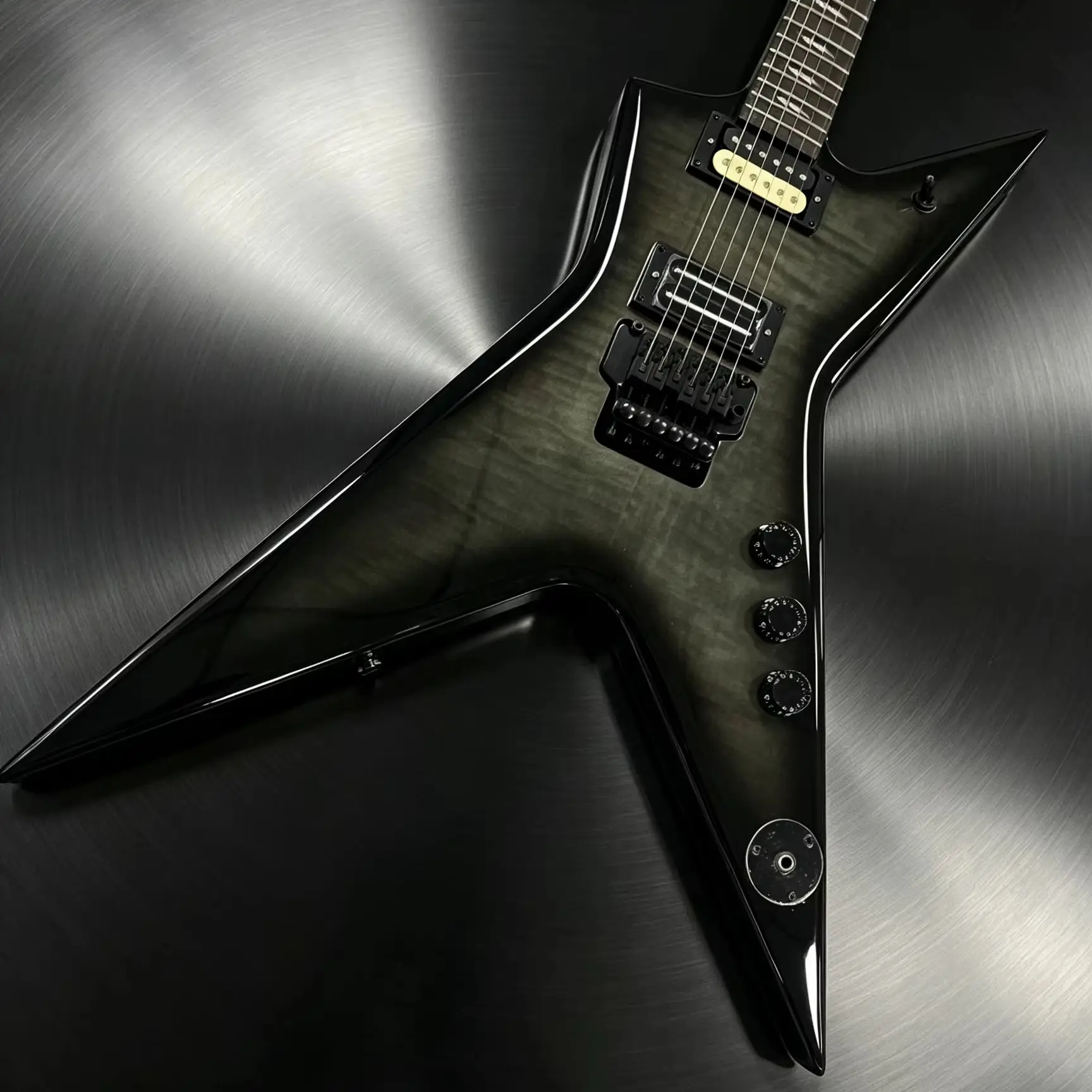 Solid Body Electric Guitar Black Transparent Flame Maple Top HH Pickups Double Lock Tremolo Heavy Metal Guitar