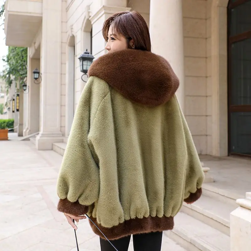 2025 Winter New Mink Fur Coat Golden Mink Fur One Female Medium Long Network Red Fur Thickened Everything with Foreign Style