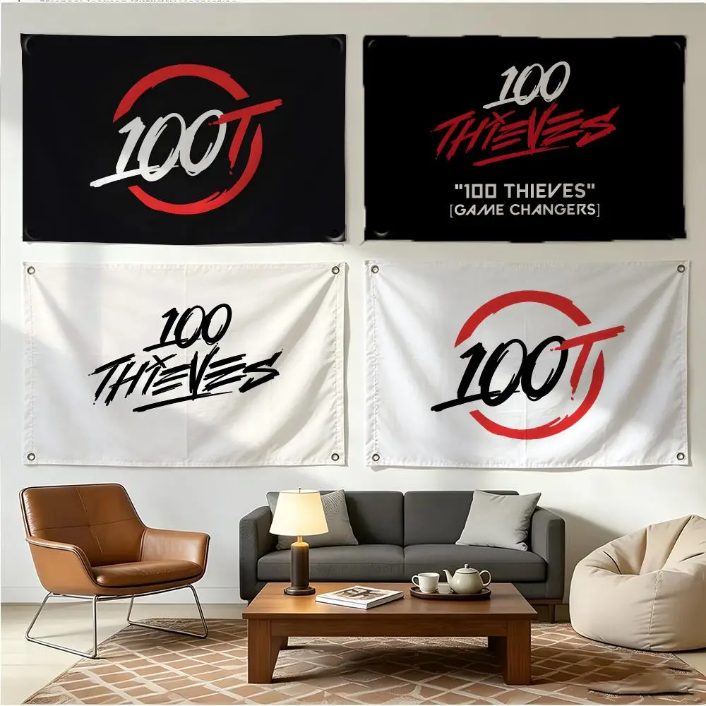 Esports Team 100T Flags Four Ring Borderless Art Decor Indoor Outdoor Use Simple Hang And Install