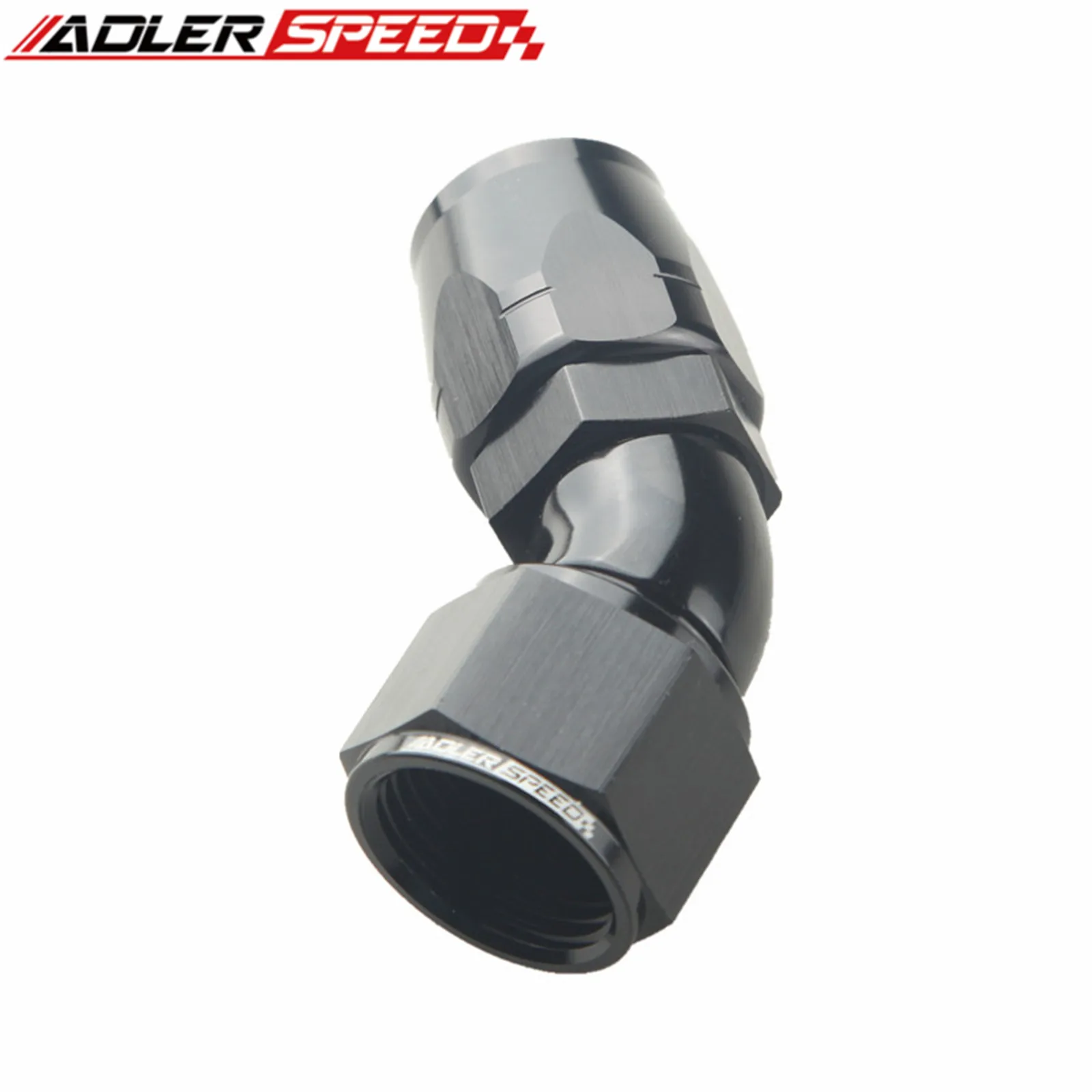 Aluminum Swivel 45 Degree AN-12 12AN Oil Fuel Full Flow Fitting Adaptor Black