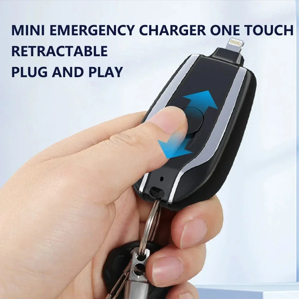 New 1500mAh Portable Keychain Charger Wireless Type-C Emergency Charging Mini Battery Pack Emergency Keychain For Iphone Android