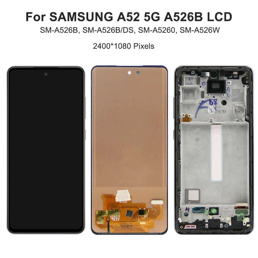 A52 5G 6.5 \'\'dla Samsung testowane A526B A5260 A526W A526U A526U1 wyświetlacz LCD ekran dotykowy wymiana zespołu Digitizer