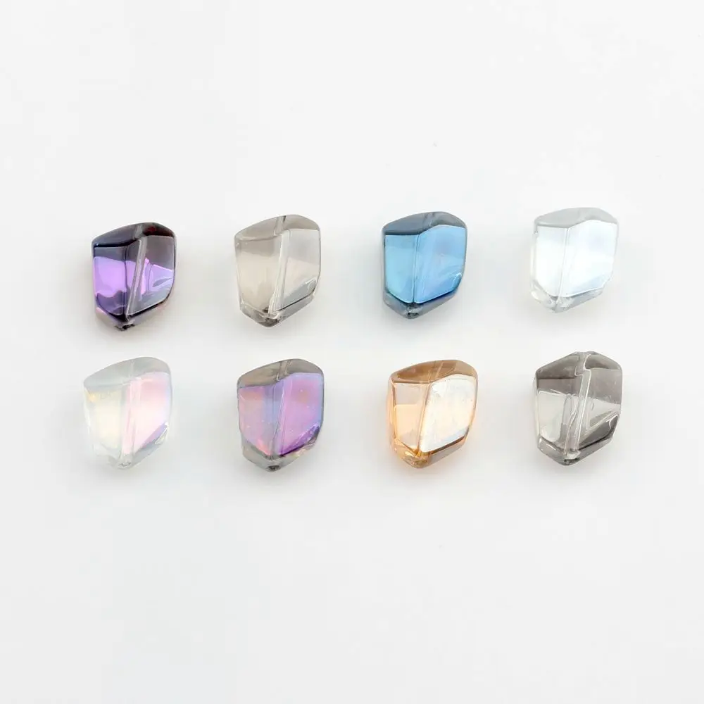 Crystal Glass Beads Geometry Stone Shape Cut Faceted Interval Loose Beads 10pcs For DIY Jewelry Making Accessories