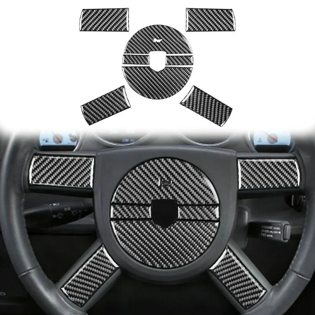 Car Steering Wheel Panel Cover Trim For Dodge For Challenger 2008-2010 Carbon Fiber Interior Stickers Auto Styling Car Accessori