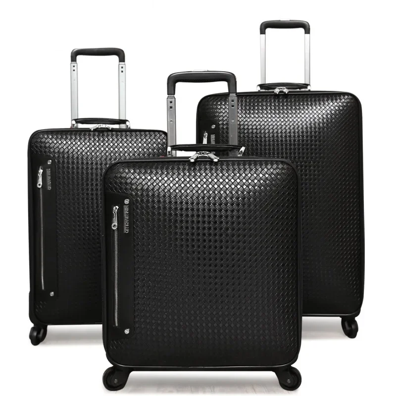 

Large Capacity Business Trolley Case Travel Luggage PU Leather Suitcase Rolling Luggage Case Zipper Handbag Silent Wheels