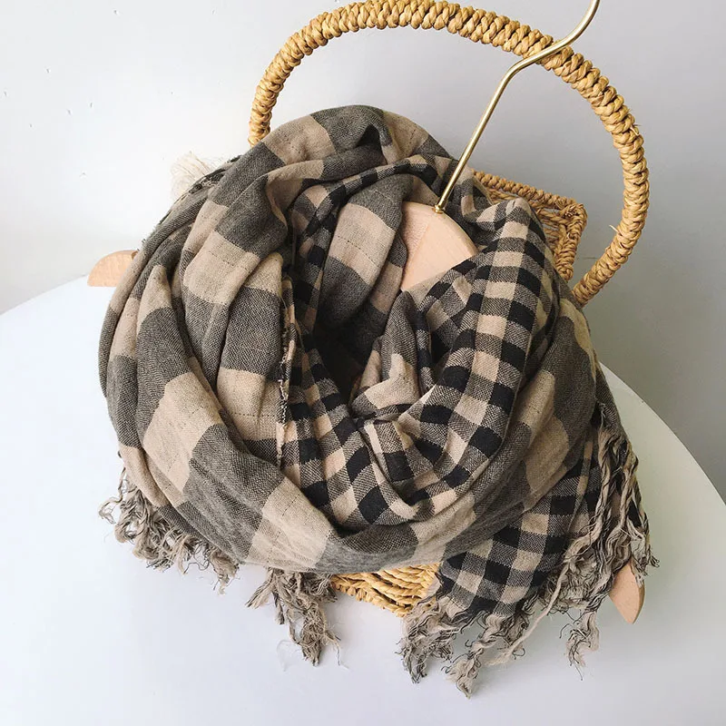 

73*190cm New Arrival Double-Sided Cotton Thickened Warm Scarf Autumn And Winter Retro Stripe Design scarves