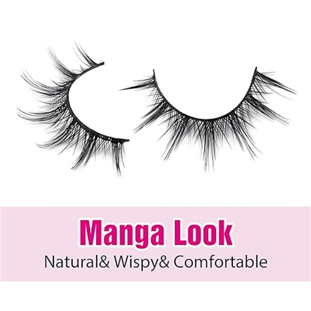 7ペアの漫画まつげ、軽量アニメつけまつげ、ナチュラルな外観、ふわふわの尖った人形まつげ、メイクアップつけまつげ