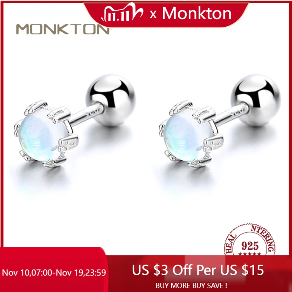 

Женские серьги-гвоздики из серебра 925 пробы с натуральным лунным камнем