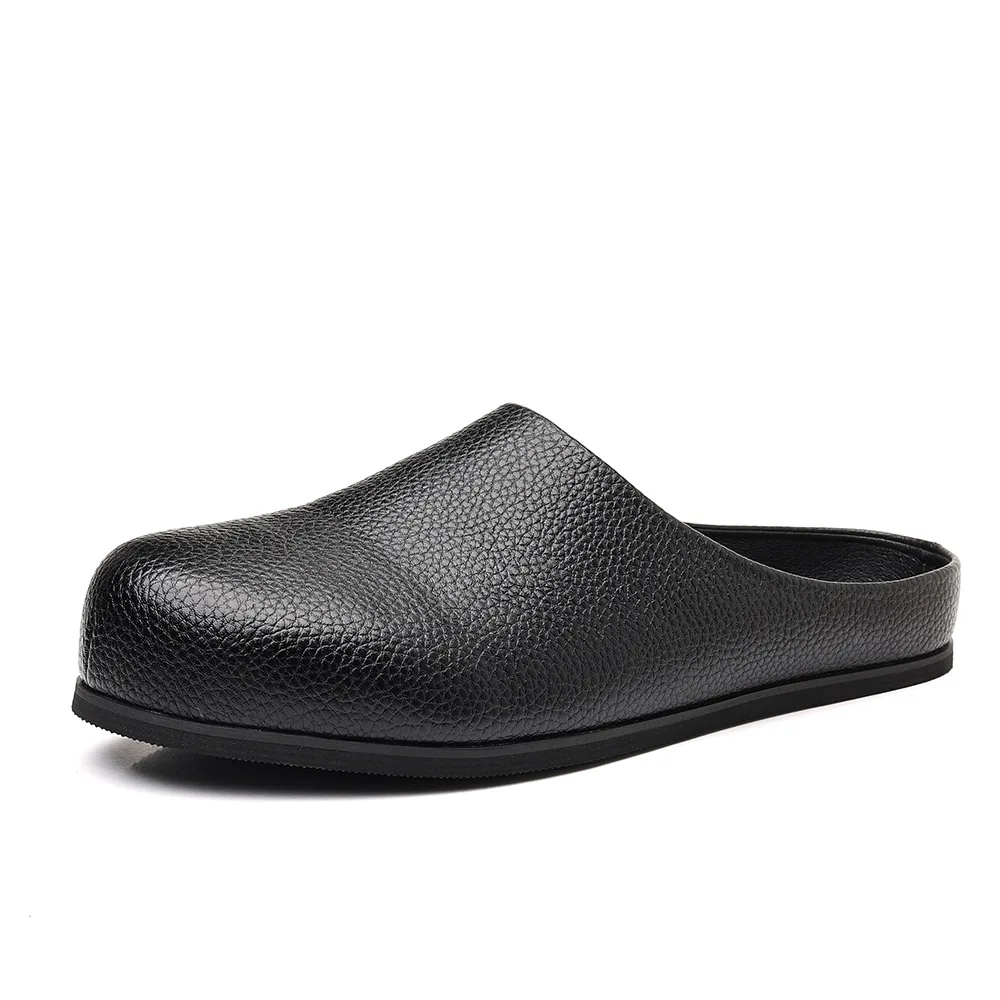 

Новые весенне-летние мужские шлепанцы-мюли на плоской подошве, однотонные, модные повседневные туфли, большие размеры, нескользящие, дышащие