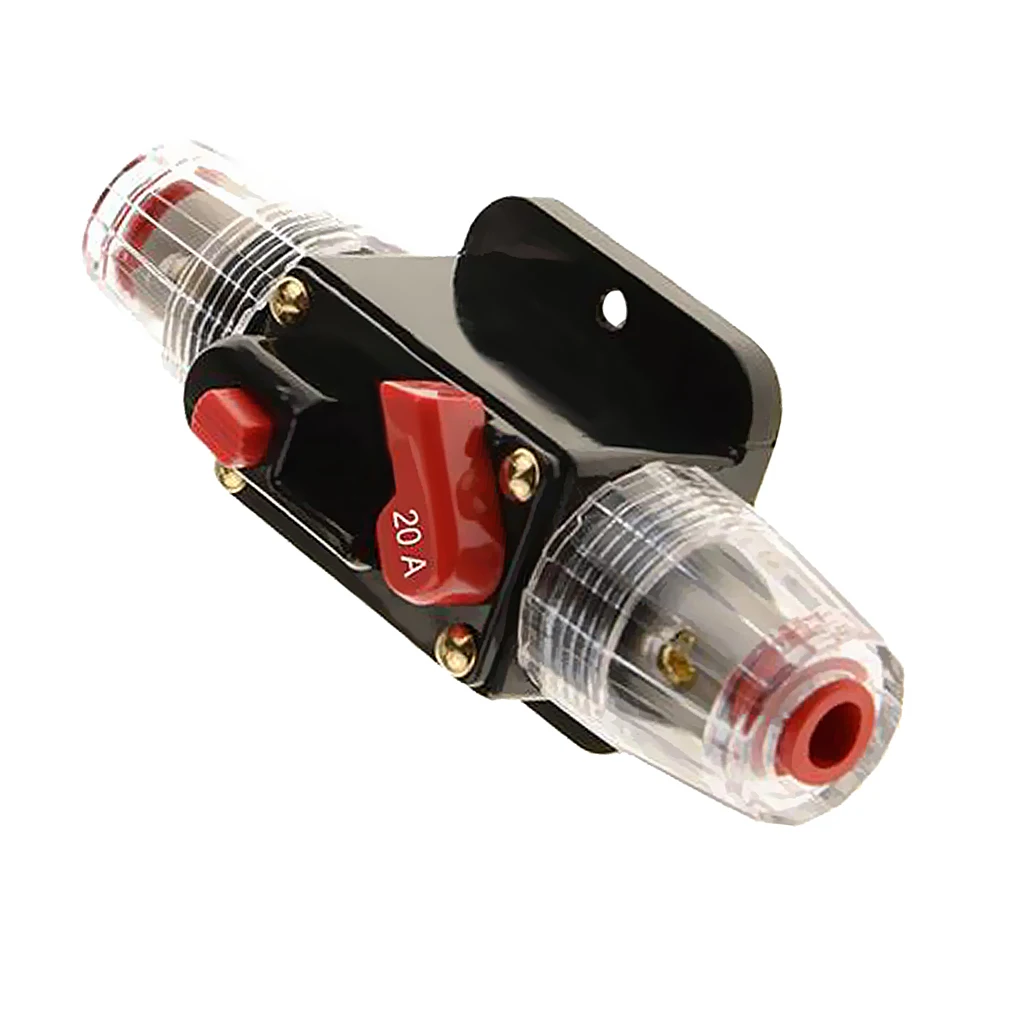 20A Manual Reset Circuit Breaker Waterproof Inline Audio Protector for Car Amplifier Wiring Breaker Use