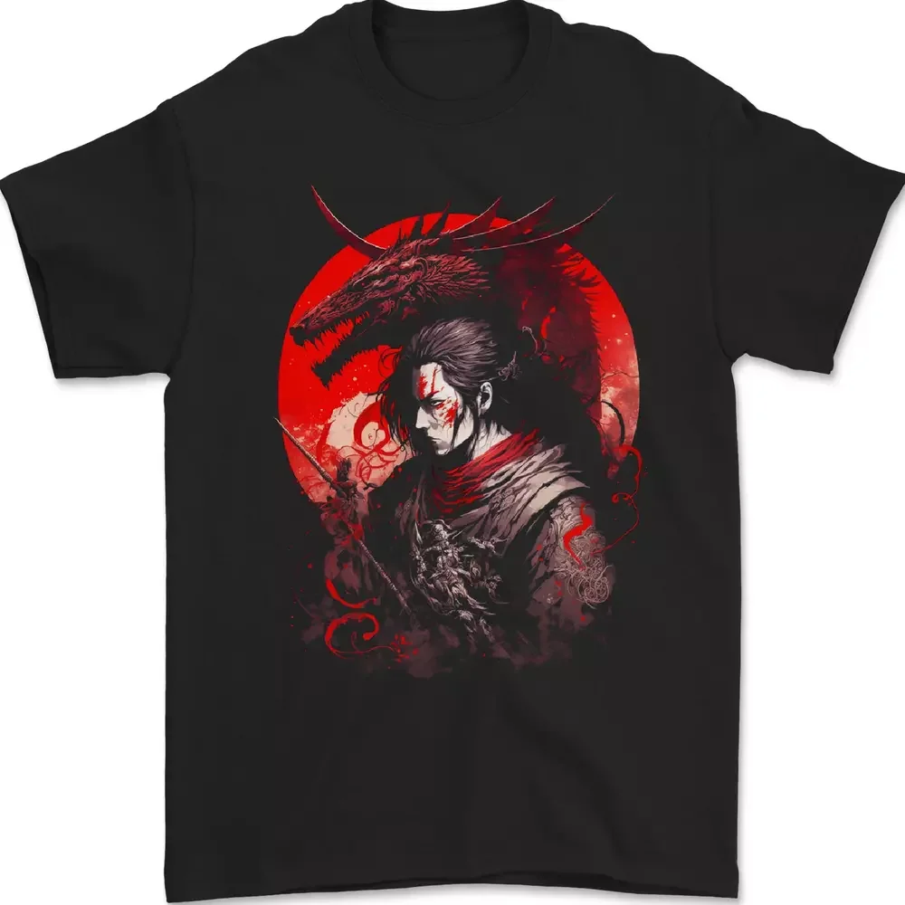 Japanese Dragon  Samurai Ronin 100% Cotton T-Shirt  Tees Y2K tops Unisex Summer Short Sleeve