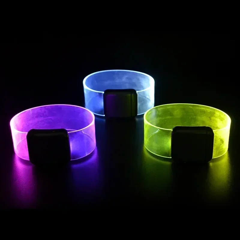 LED Battery Light-emitting Bracelet Silicone Sound Controlled Bracelet Flashing Safety Light Band Party Luminous Cheering Props