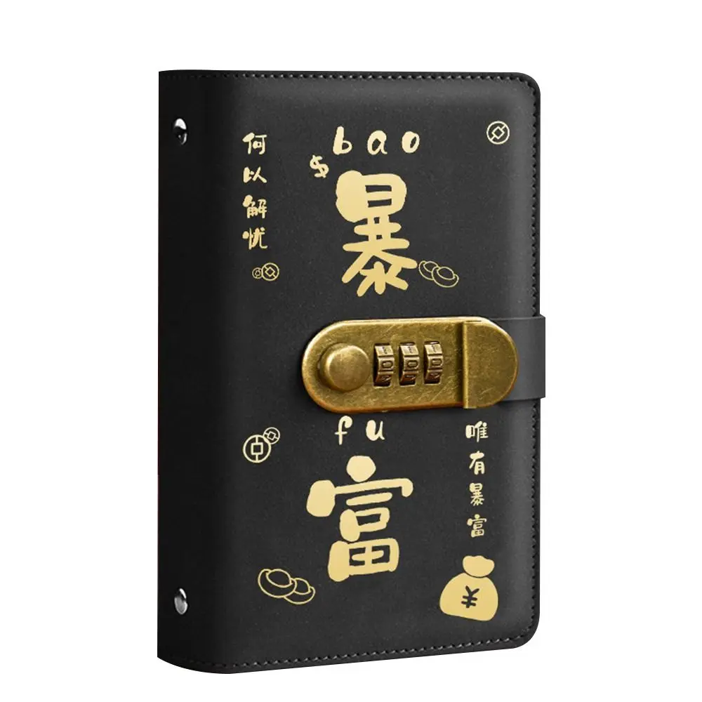 With Password Lock 100 Envelopes Money Saving Challenge Get Rich PU Money Collection Book Reusable Large Capacity Savings Binder