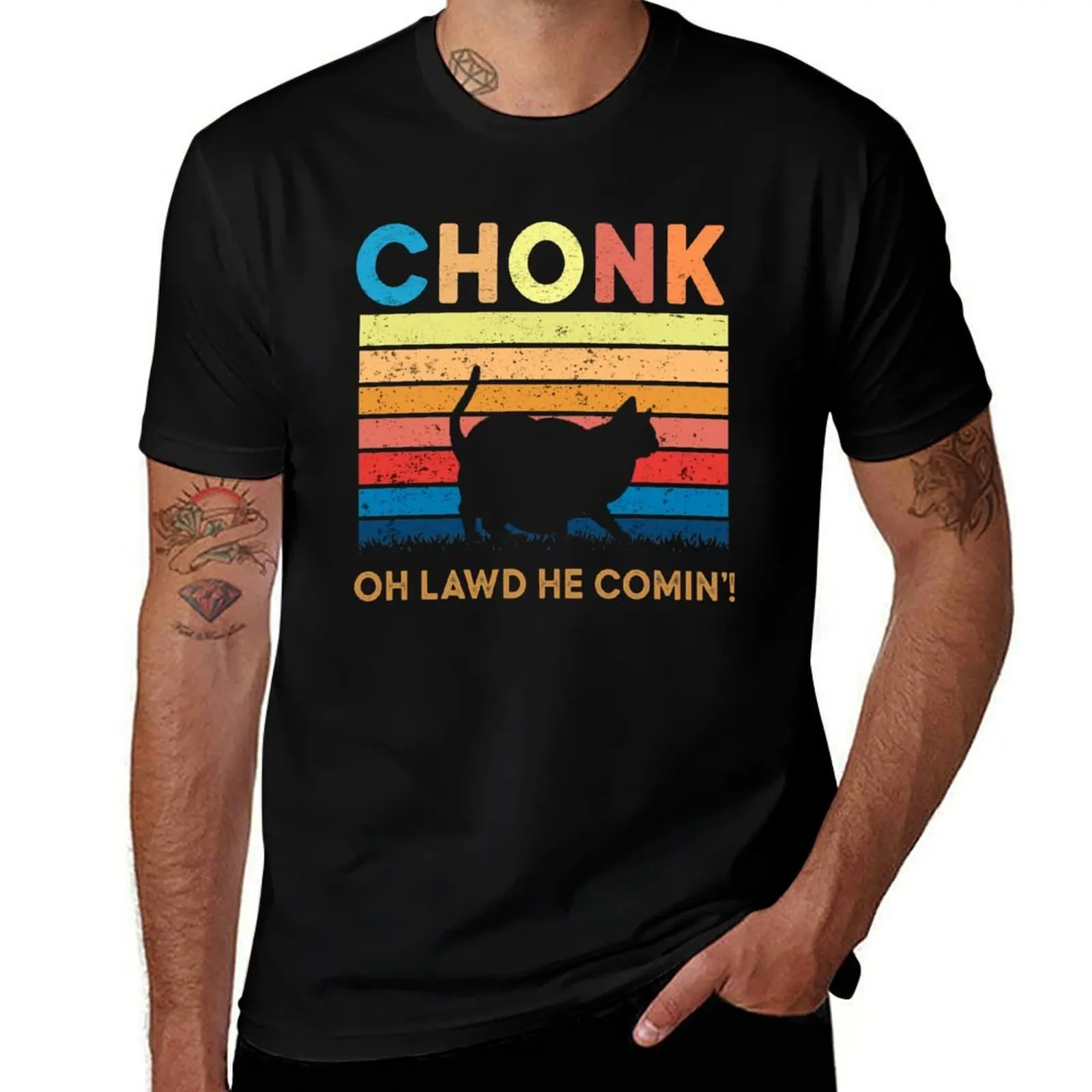 

Funny Cat vintage Chonky t comin chonk tees meme man absolute retro he T-Shirt oh graphic for unit lawd shirts Scale cat