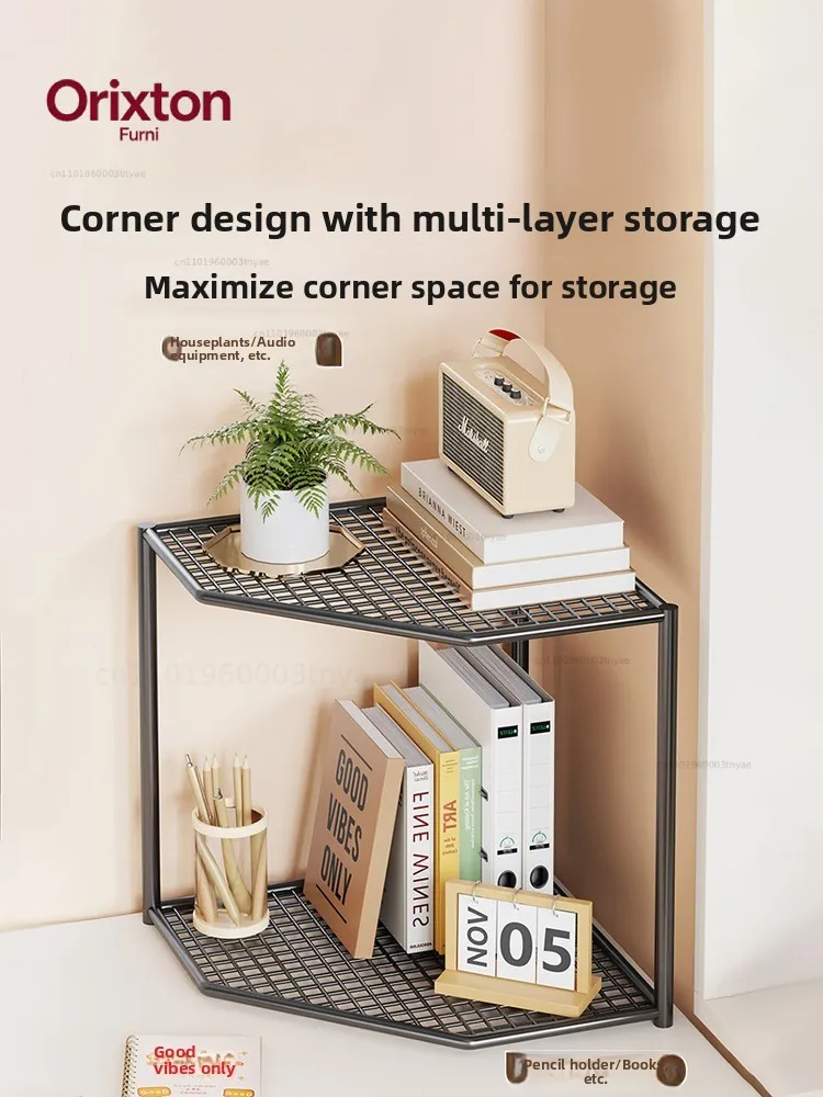 Corner Desktop Organizer Bookshelf Multi-Layer Book Storage Rack  Small Cabinet for Home Office Decorative Metal Shelf