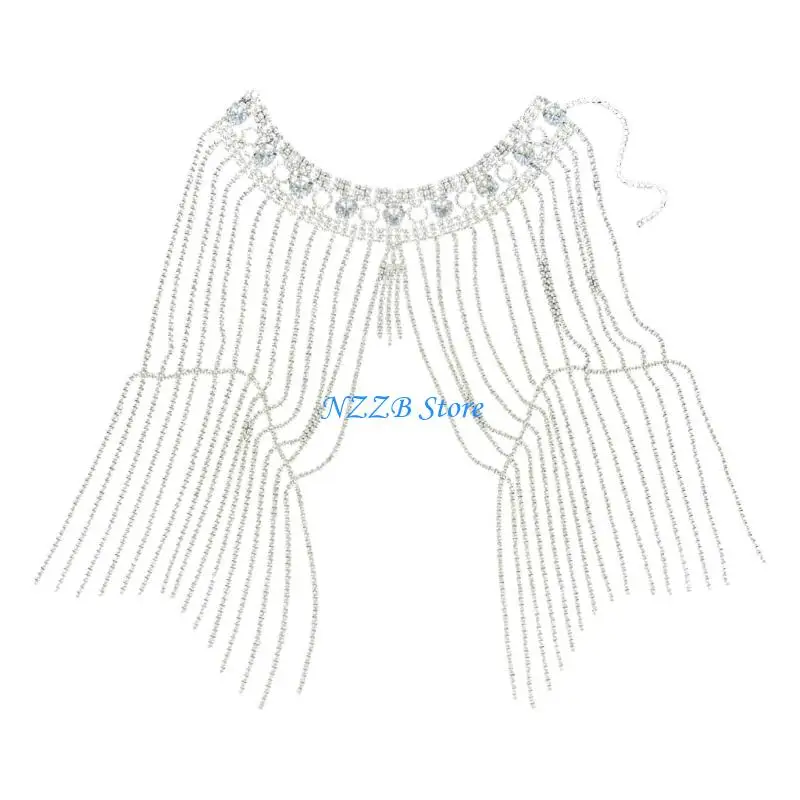 

T21F Multi Strand Crystal Bridal Chain Chain Adjustable Festival Body Jewelry Accessory