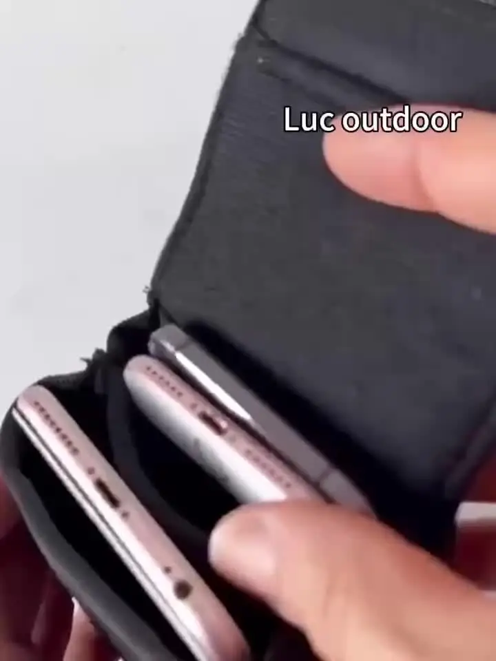 Schwarze Aufbewahrungstasche mit Klappe, Handytasche für große Bildschirme, Werkzeugtasche für die Taille, Münzbörse – Detail 11