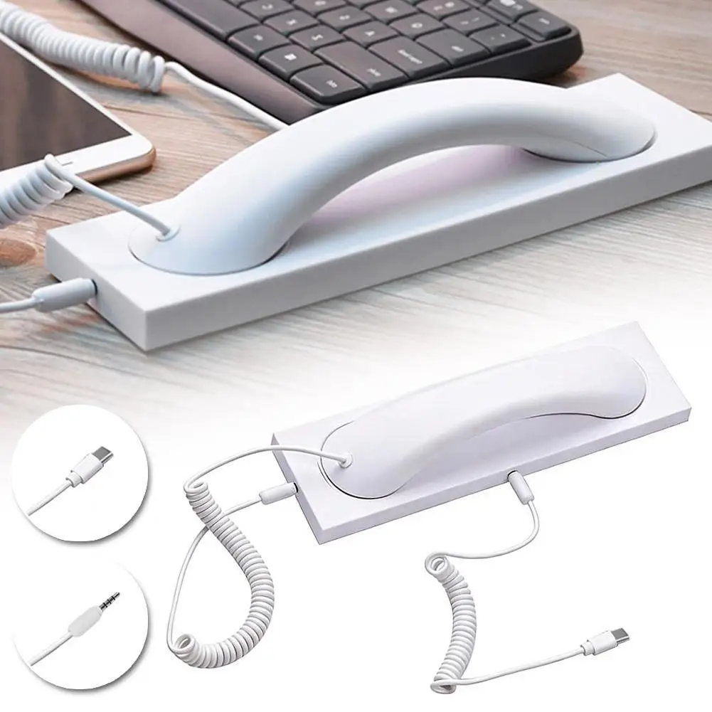 Retro Handset Cell Phone Handset Retro Telephone Handset Anti Radiation Receivers Type-C/3.5MM for Mobile Phones Computer